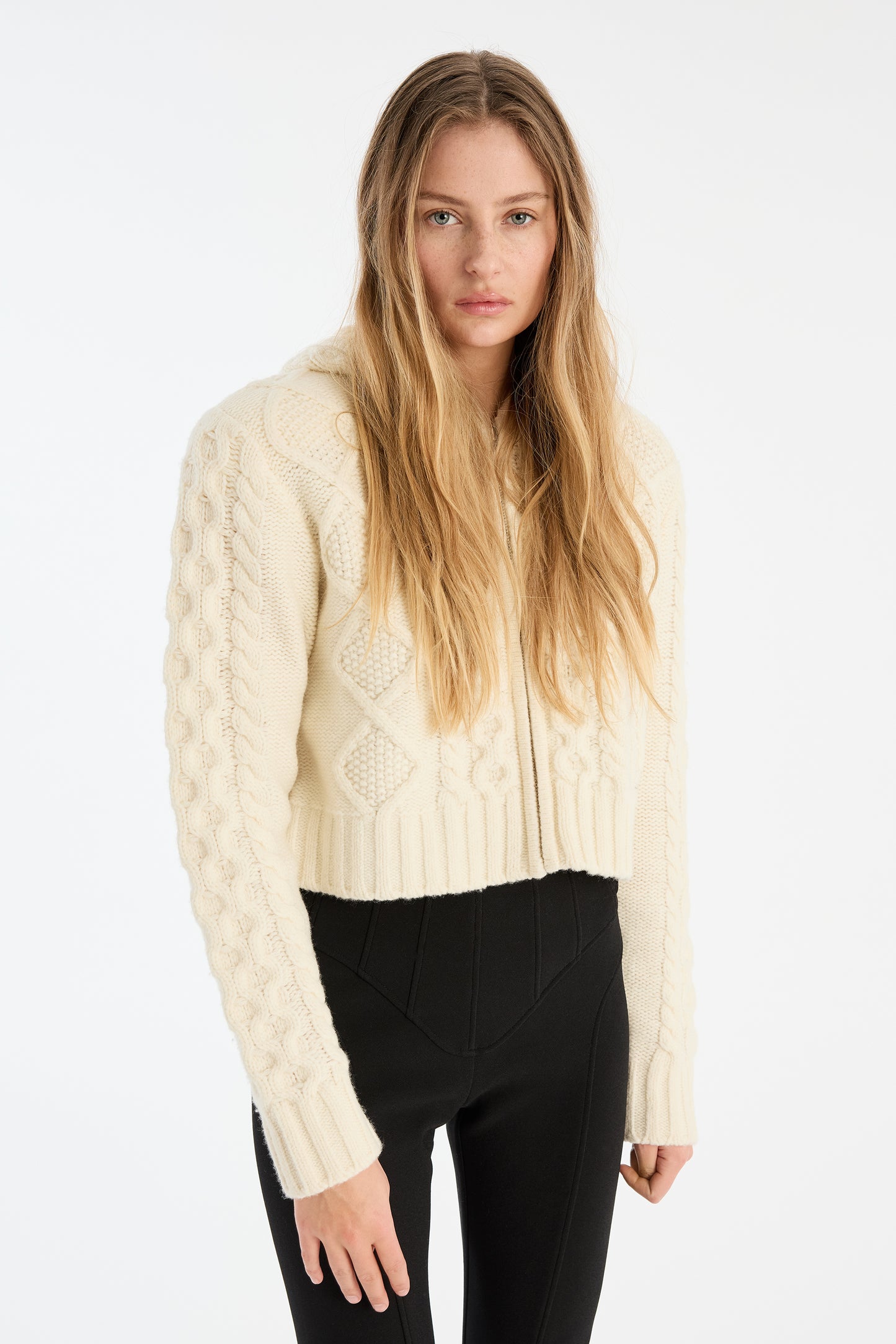 Knit Cable Zip Cardigan