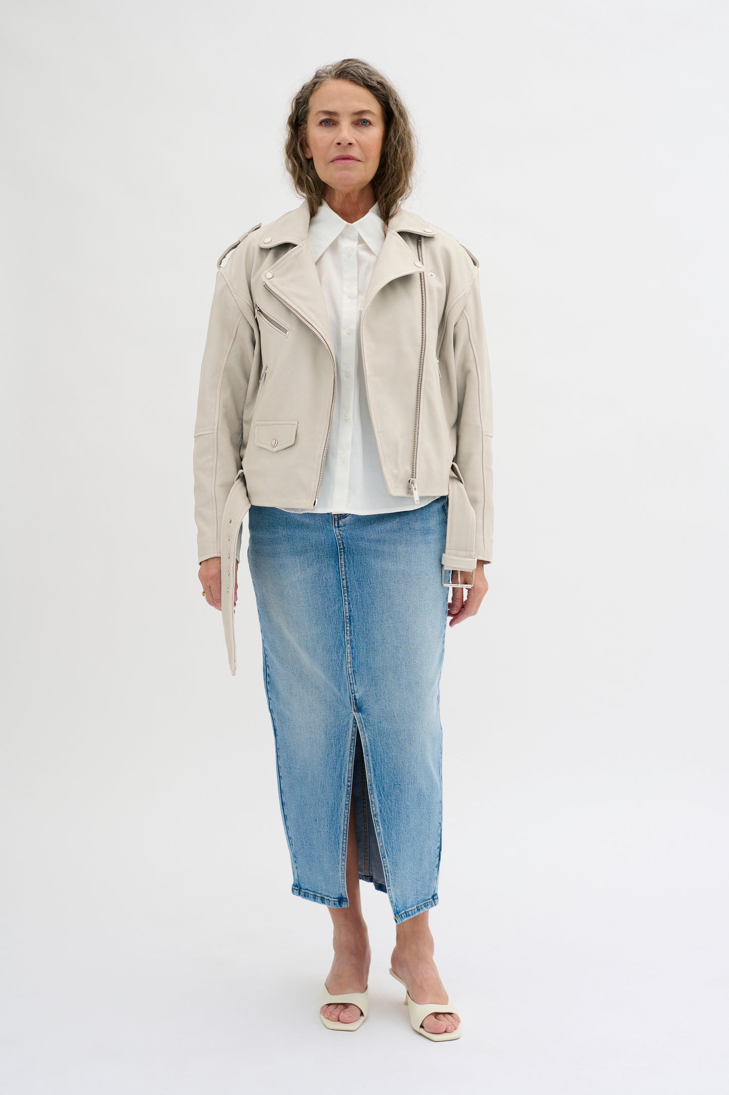 Lederjacke MWGilo White Retro Wash