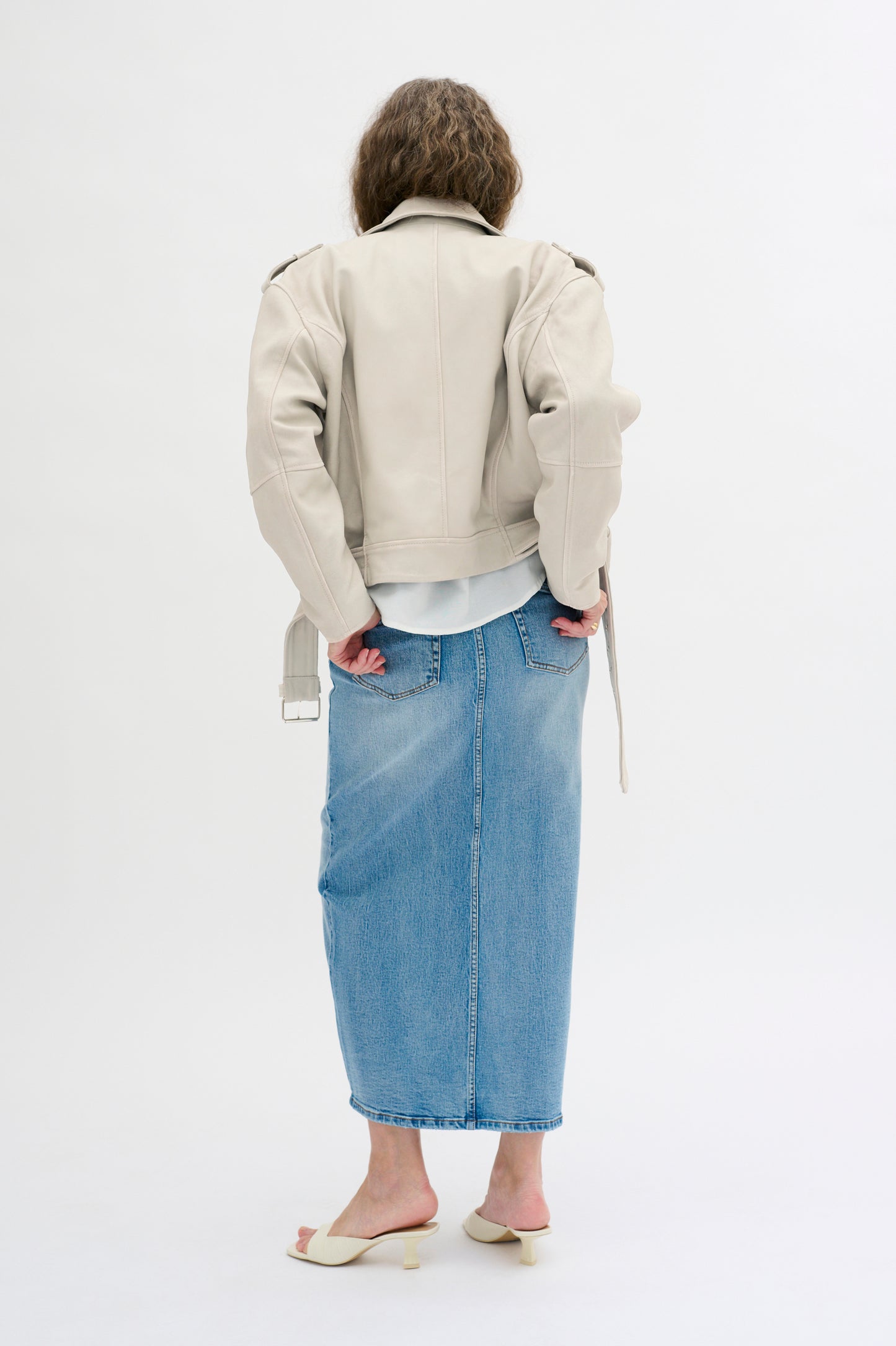 Lederjacke MWGilo White Retro Wash
