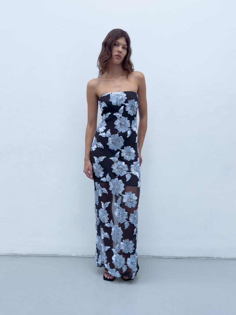 Flower Mesh Tube Dress