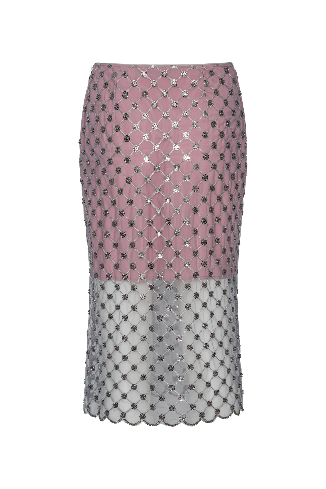 FLOWER SEQUINS MIDI SKIRT