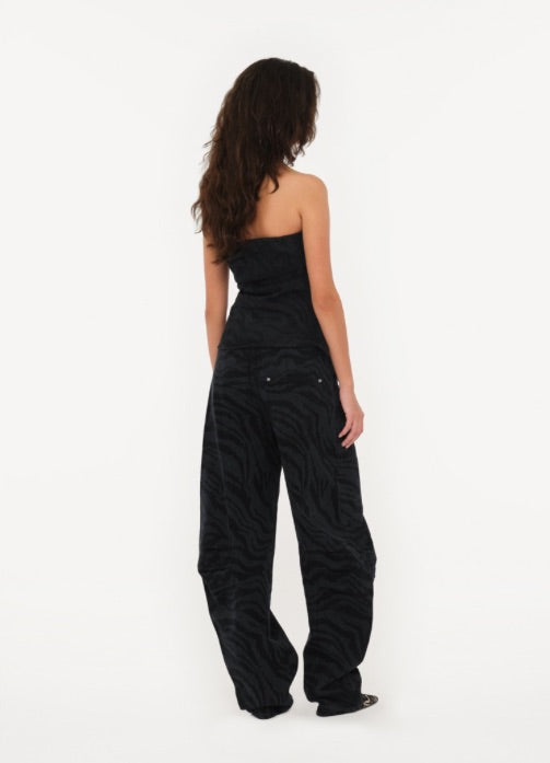 Zebra Denim Top Black Washed