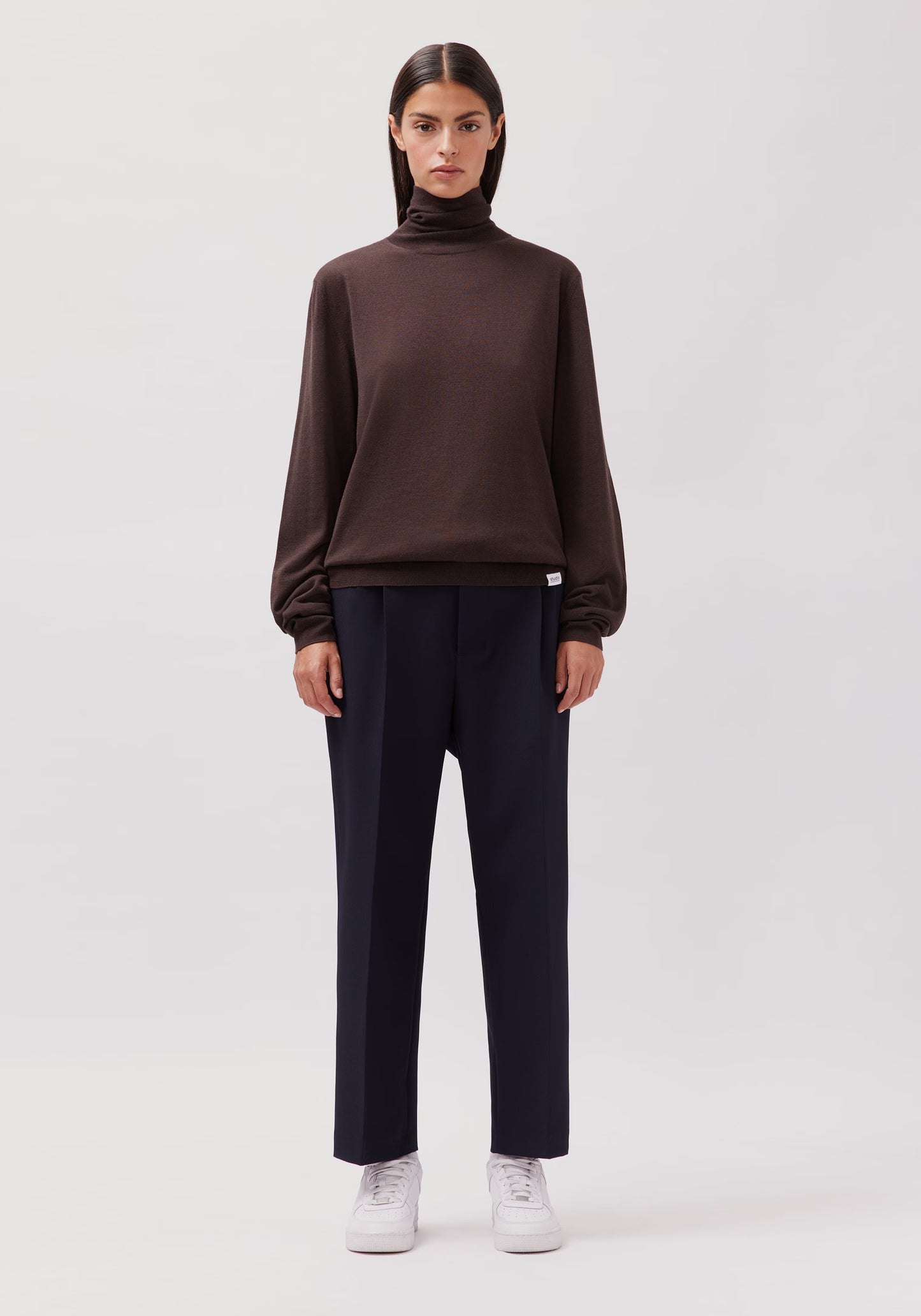 Roll Up Pullover Dark Brown