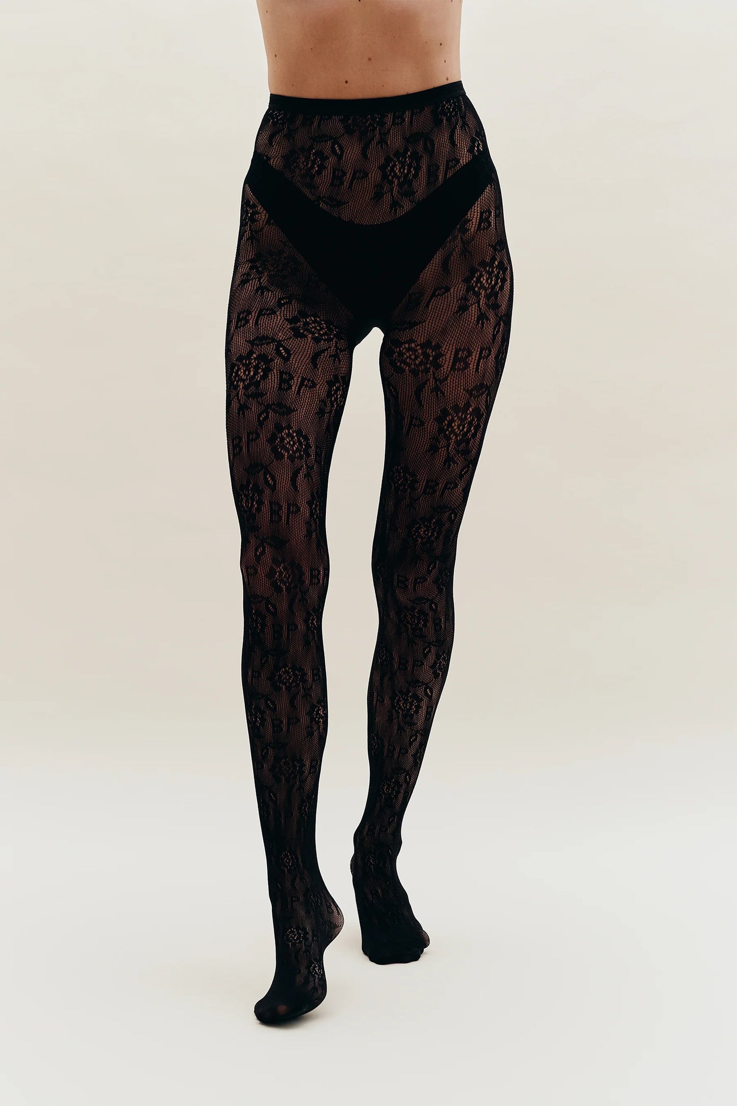 Spitzenstrumpfhose Jaquard Net Tights Black