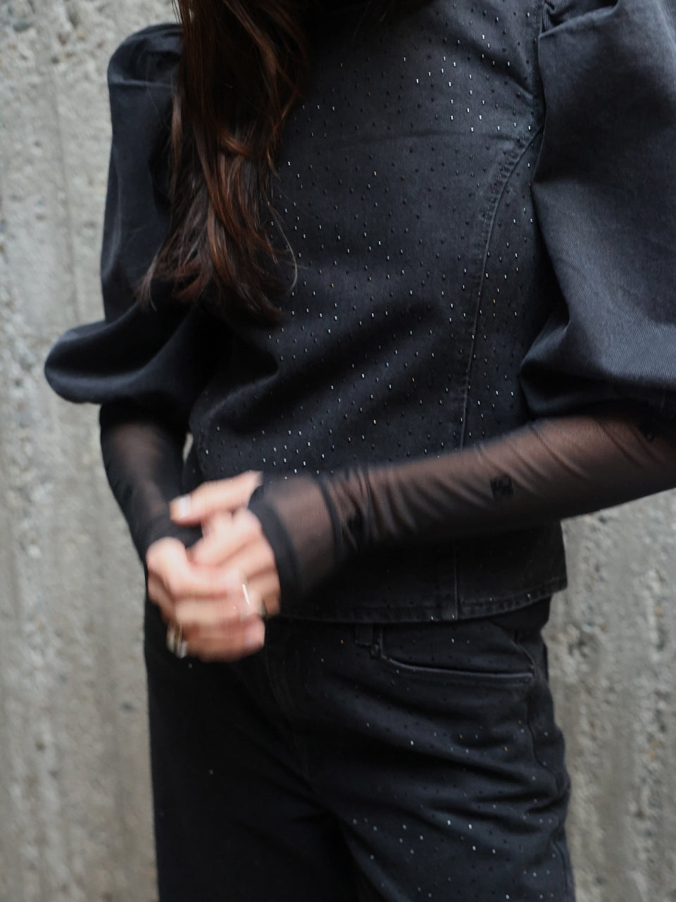 Mesh Top mit Flockdruck-Logo Black