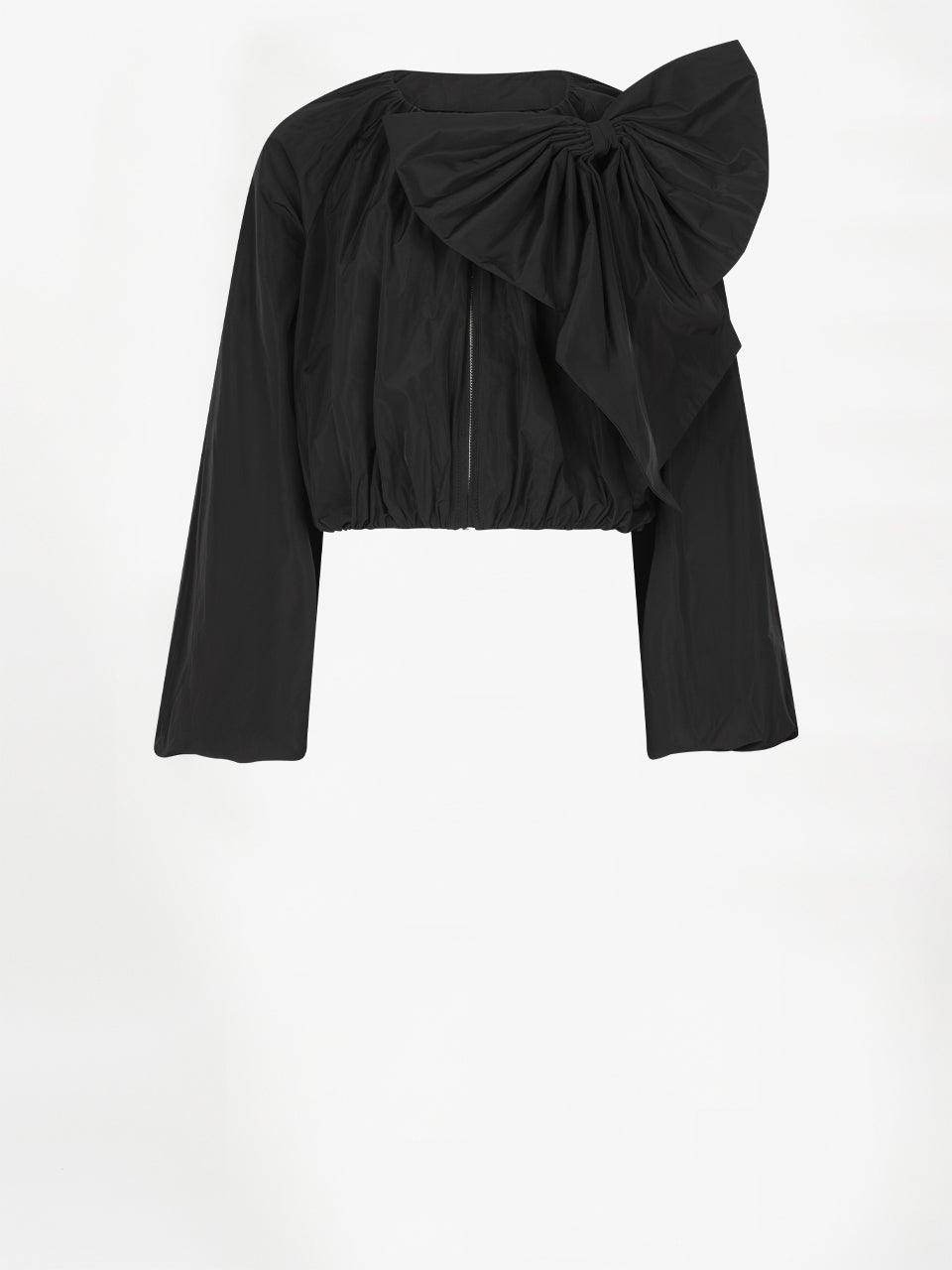Cropped Bolero Jacke mit abnehmbarer Schleife Black