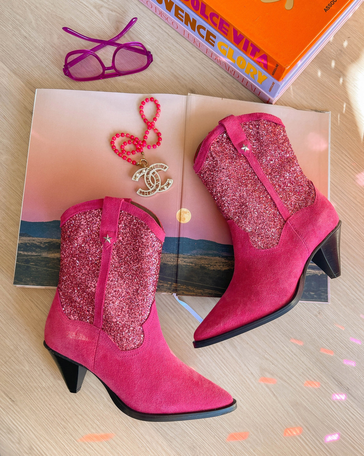 Boots CarrieDWRS Fuchsia Glitter