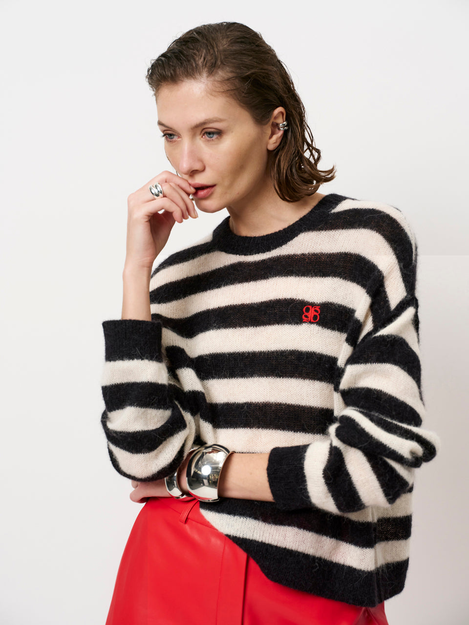 Rundhals-Strick Striped