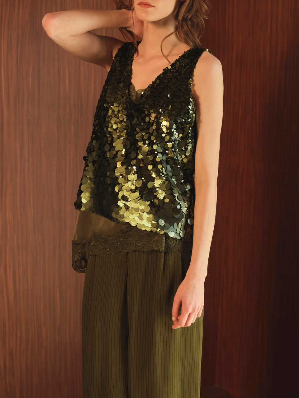 Satin Lace Top Dante6-Dwana Olivegreen