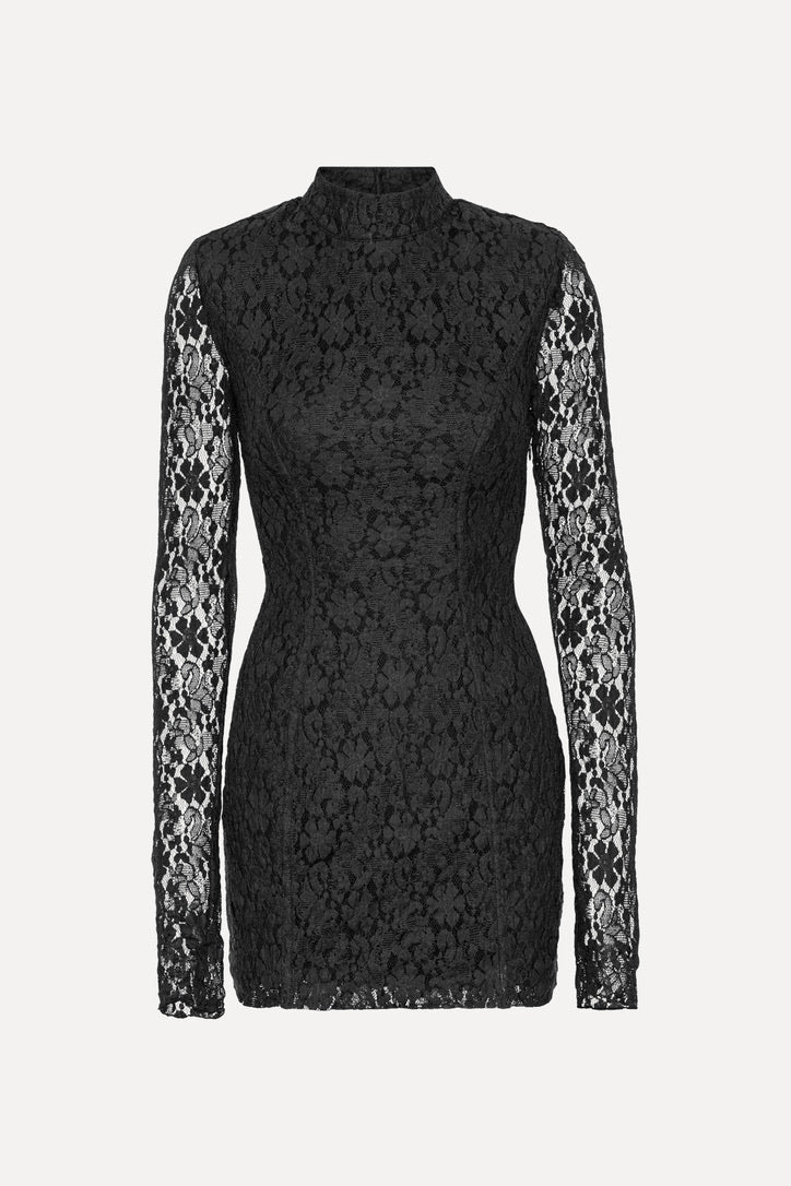 Lace Mini LS Dress Black