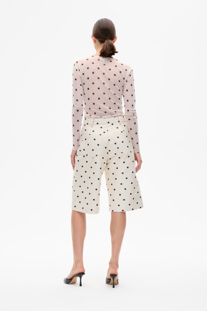 Longsleeve Mesh Egret Creme Dot