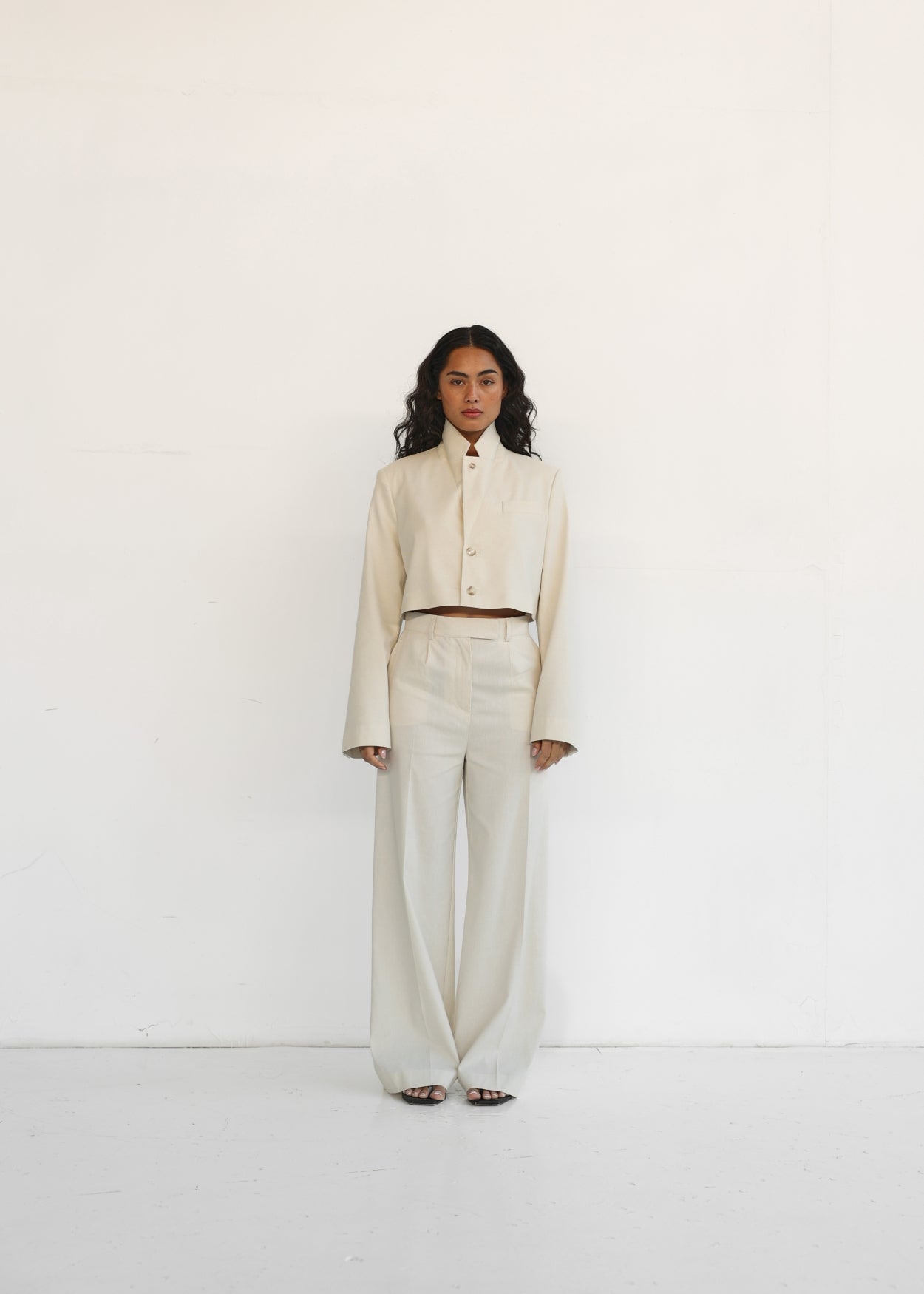 Cropped-Blazer Azule'CL Ecru
