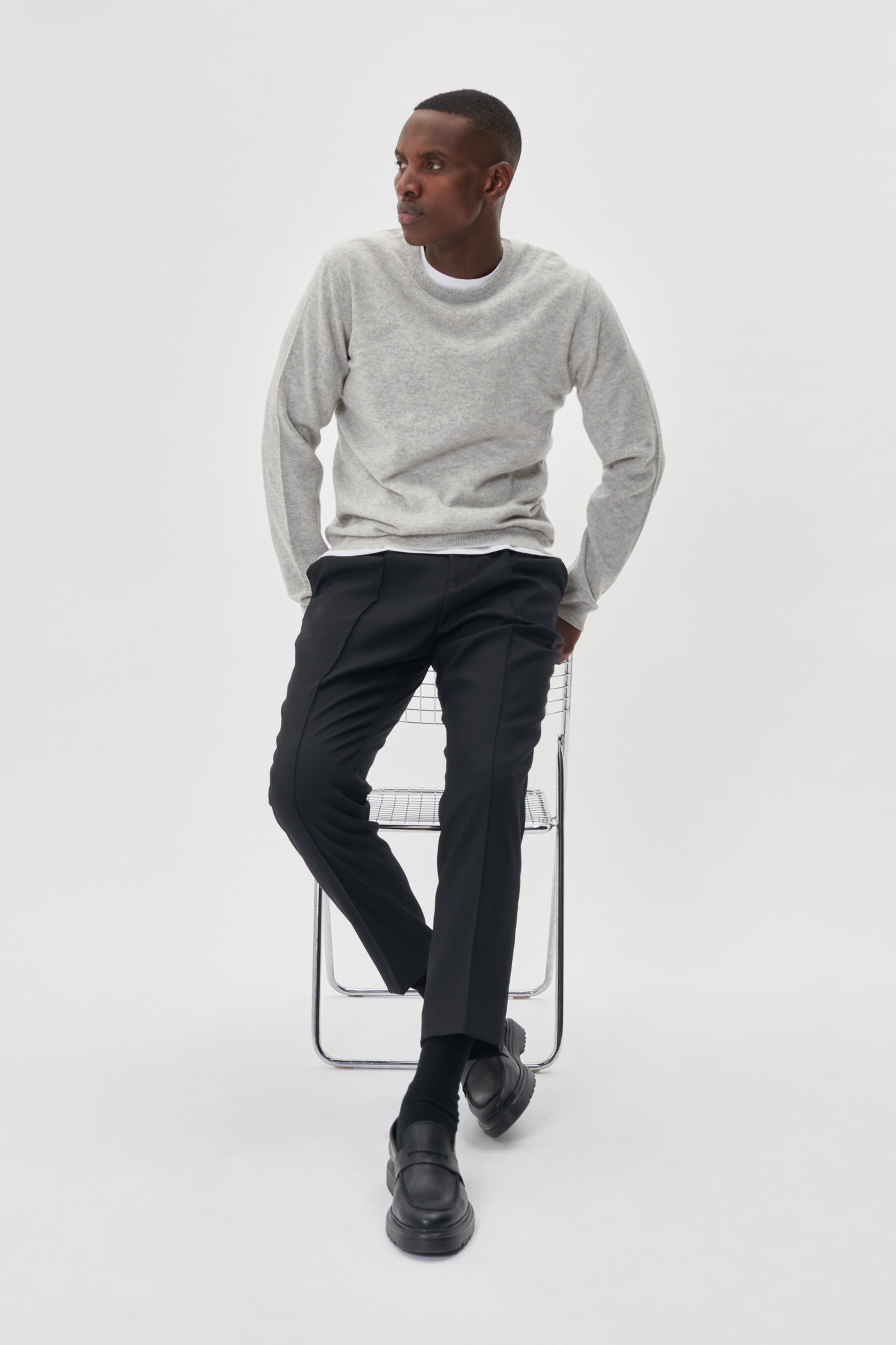 Cashmere Strickpullover Light Grey Melange
