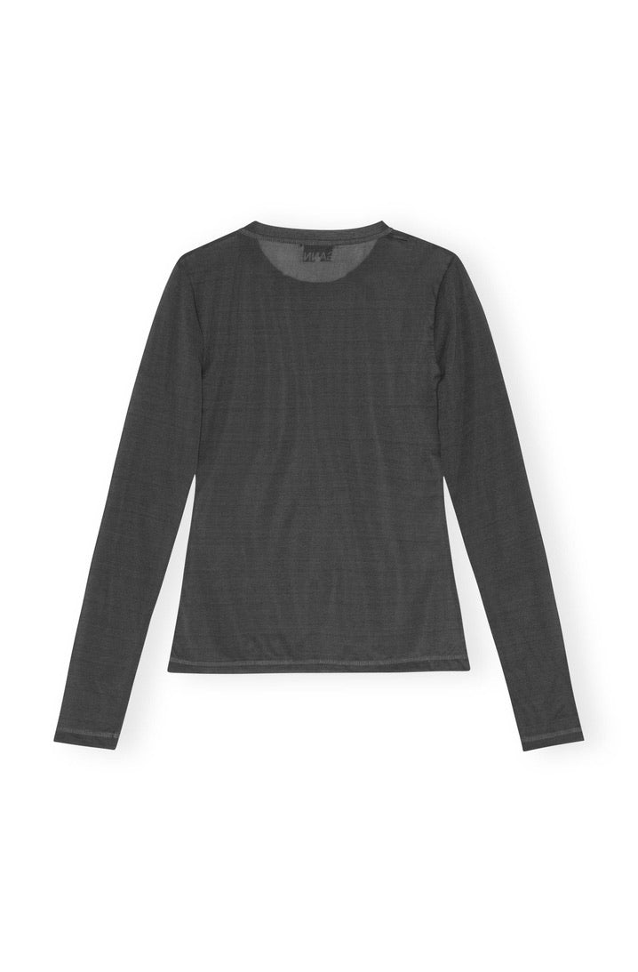 Ganni Schwarzes Transparentes Mesh-Longsleeve aus Jersey