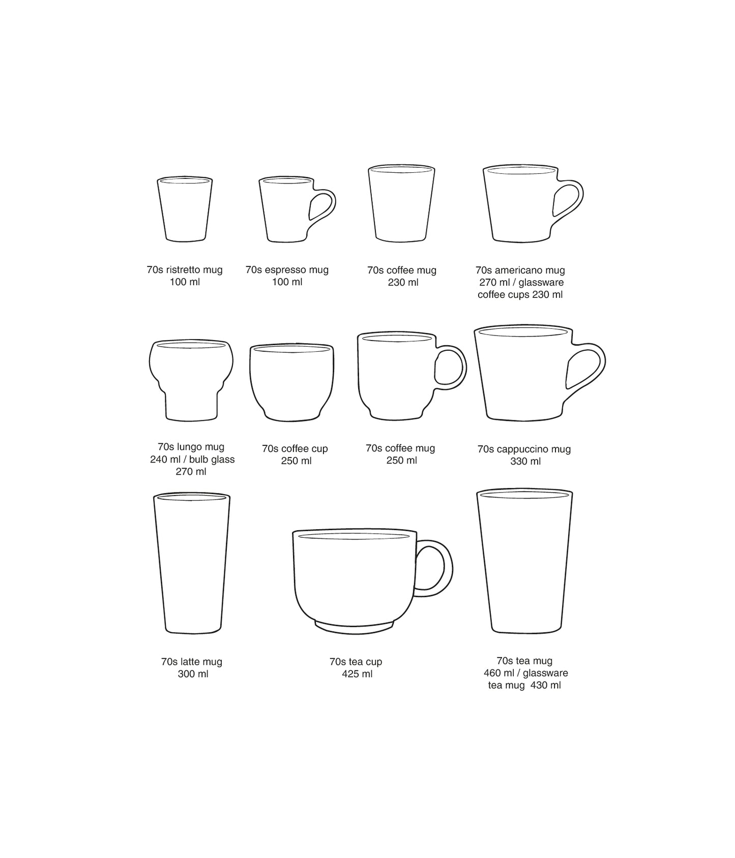 Espresso Mugs 70s Ceramics Retro 4er Set