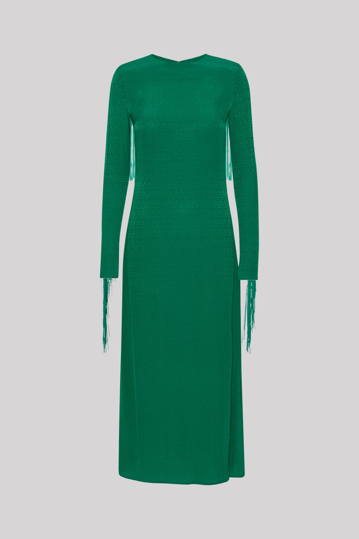 Fringe Midi Dress Green