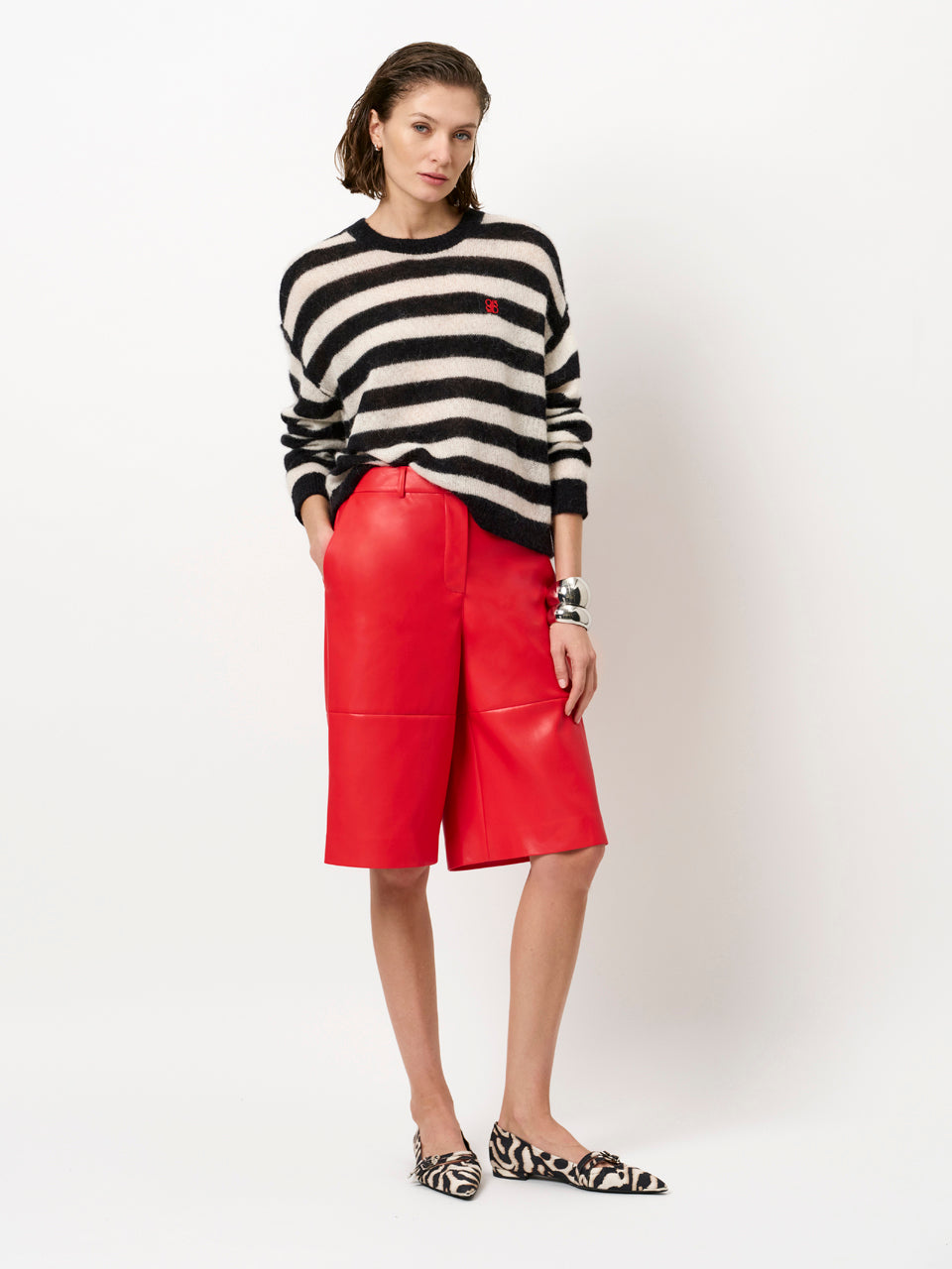 Rundhals-Strick Striped