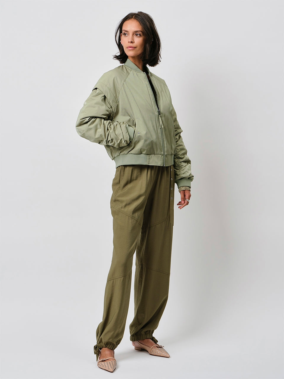Bomber Jacket Detachable Green