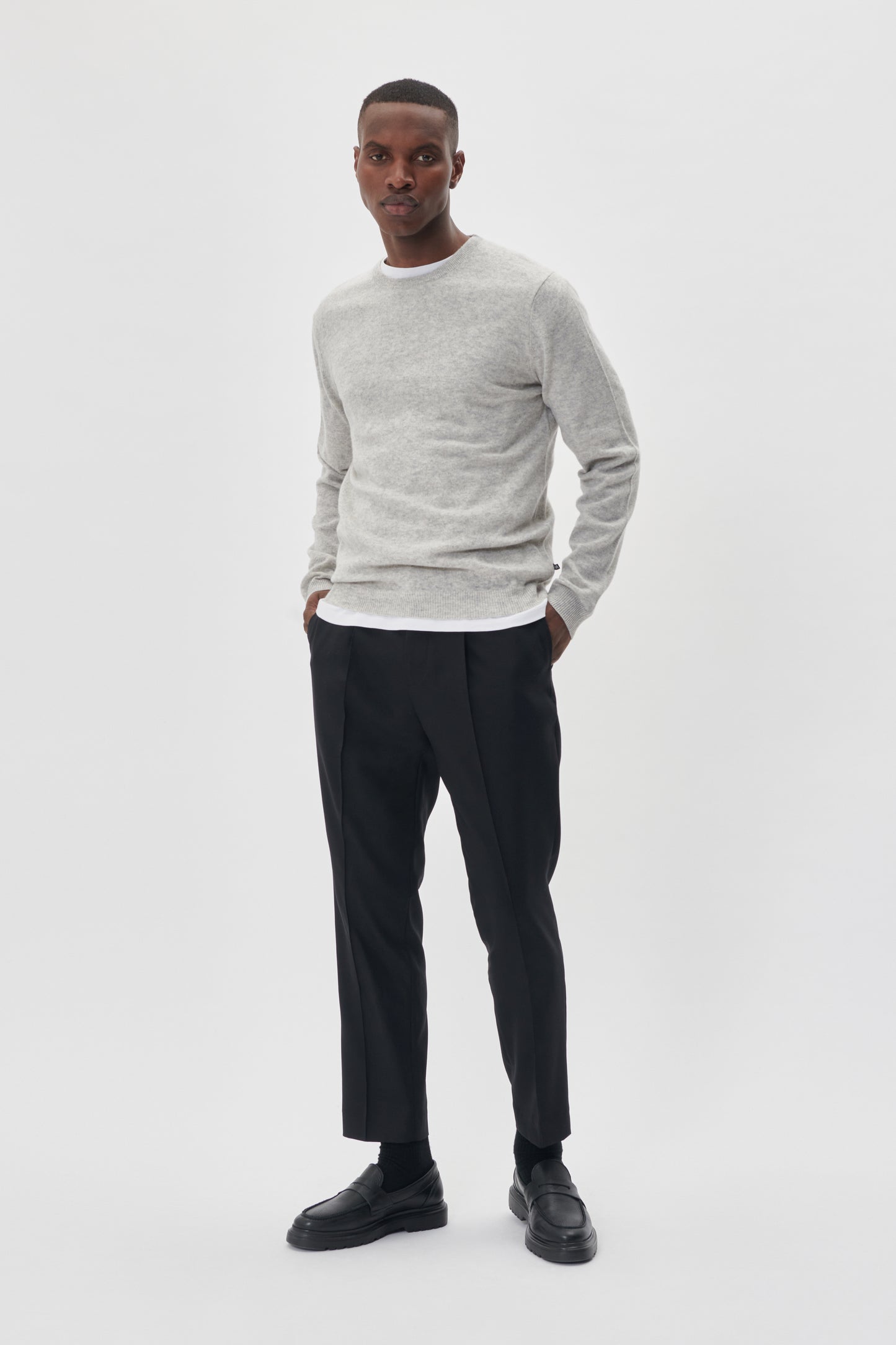Cashmere Strickpullover Light Grey Melange