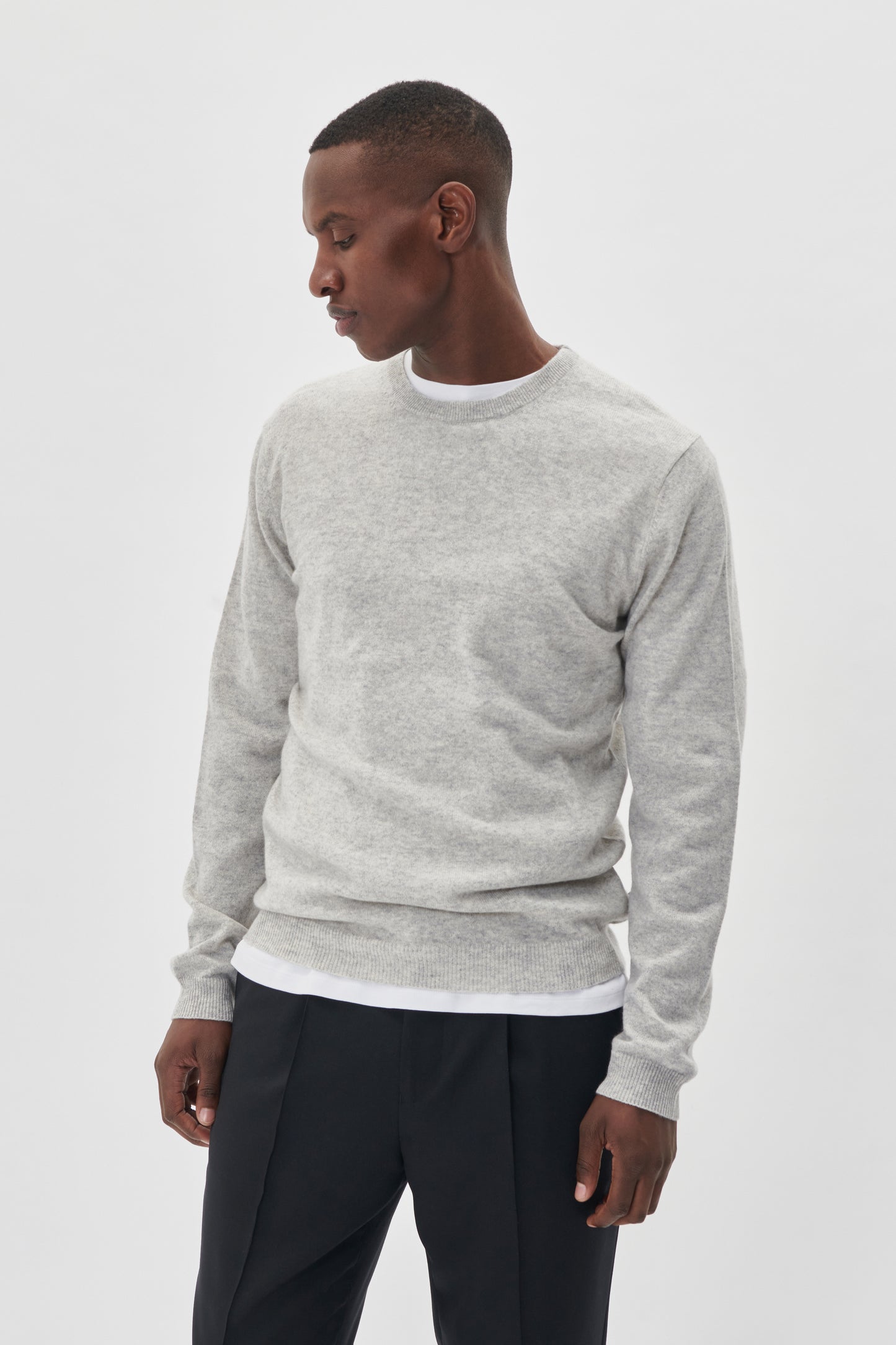 Cashmere Strickpullover Light Grey Melange