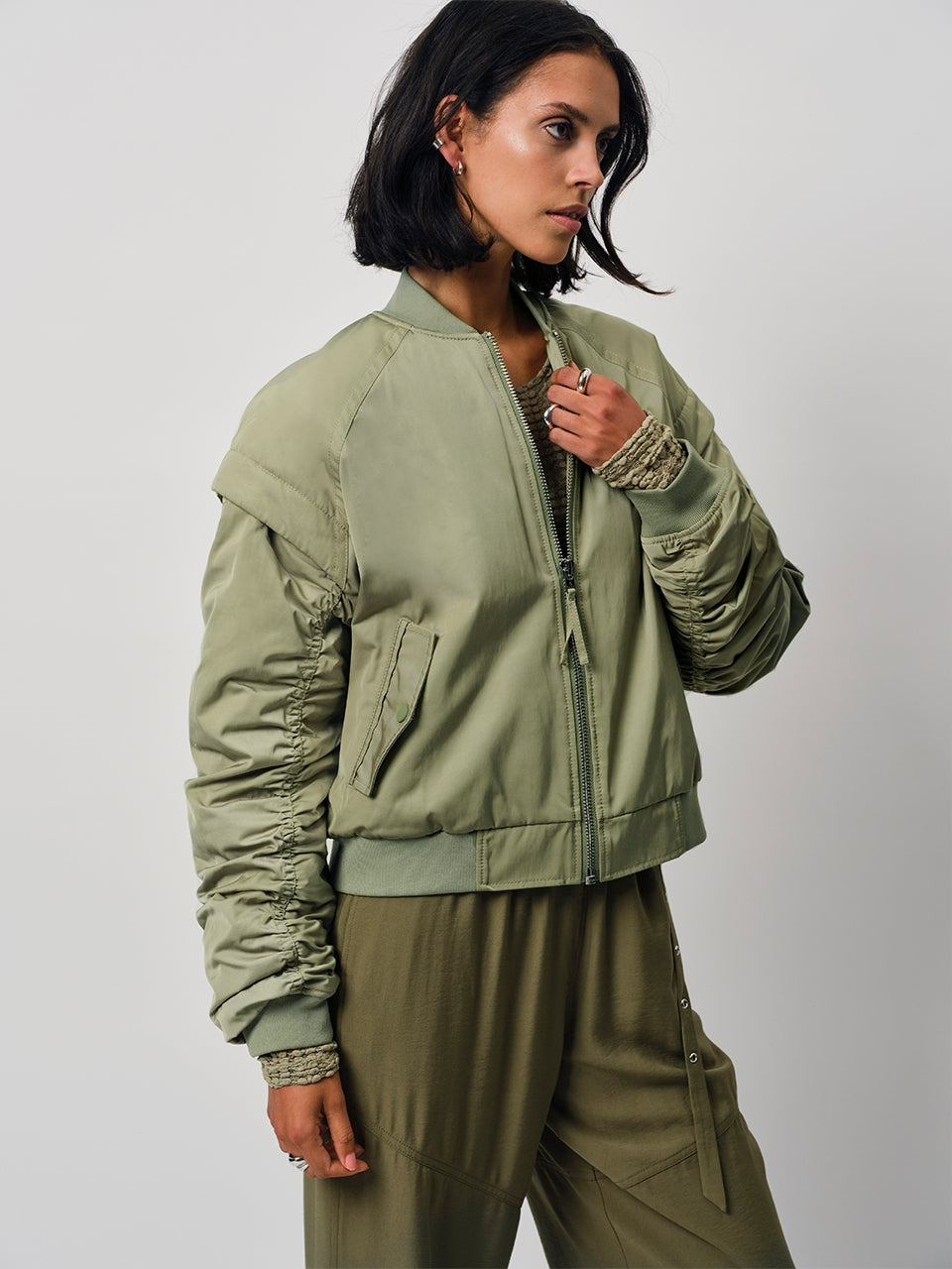 Bomber Jacket Detachable Green
