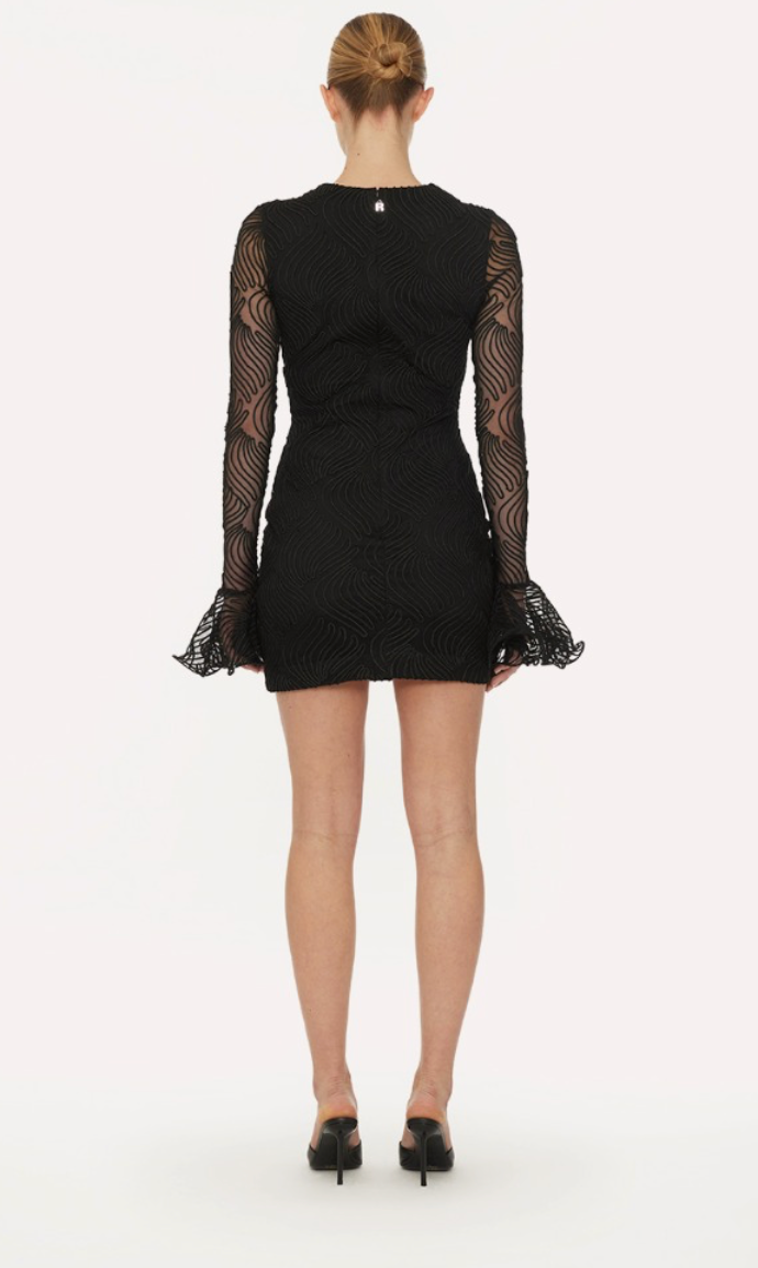 Shiny Mini Flounce Dress Black