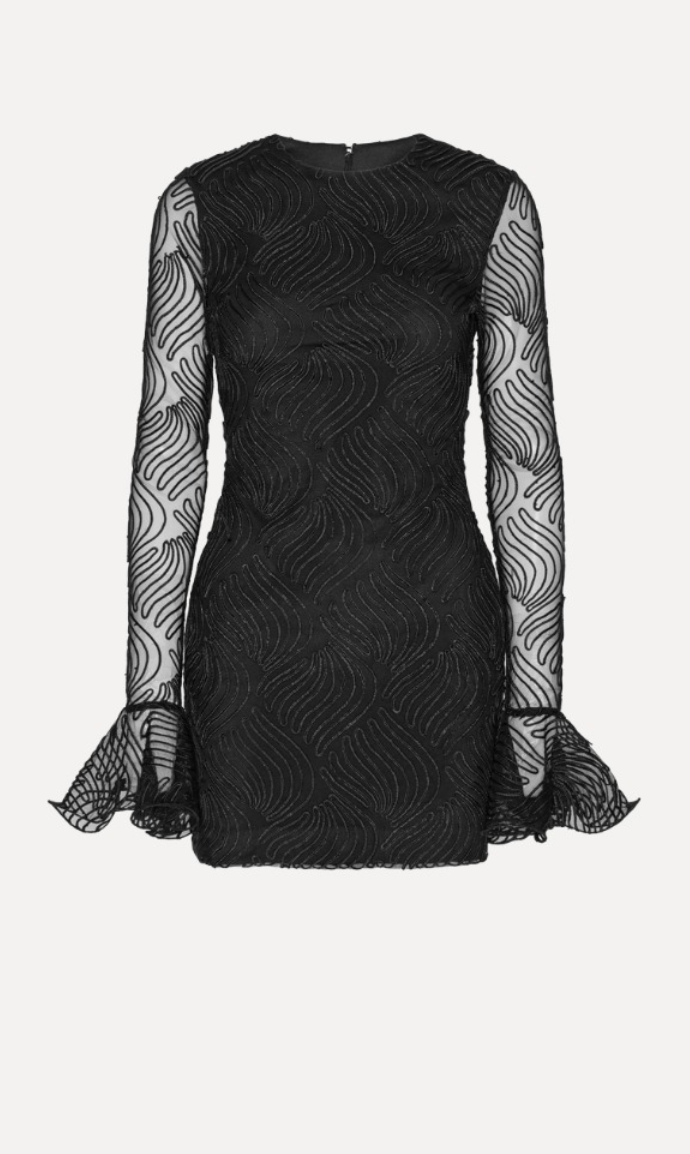Shiny Mini Flounce Dress Black