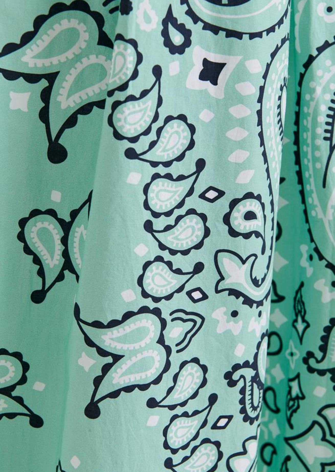Baumwollhose mit weitem Bein und Bandana-Print in Türkis und Schwarz