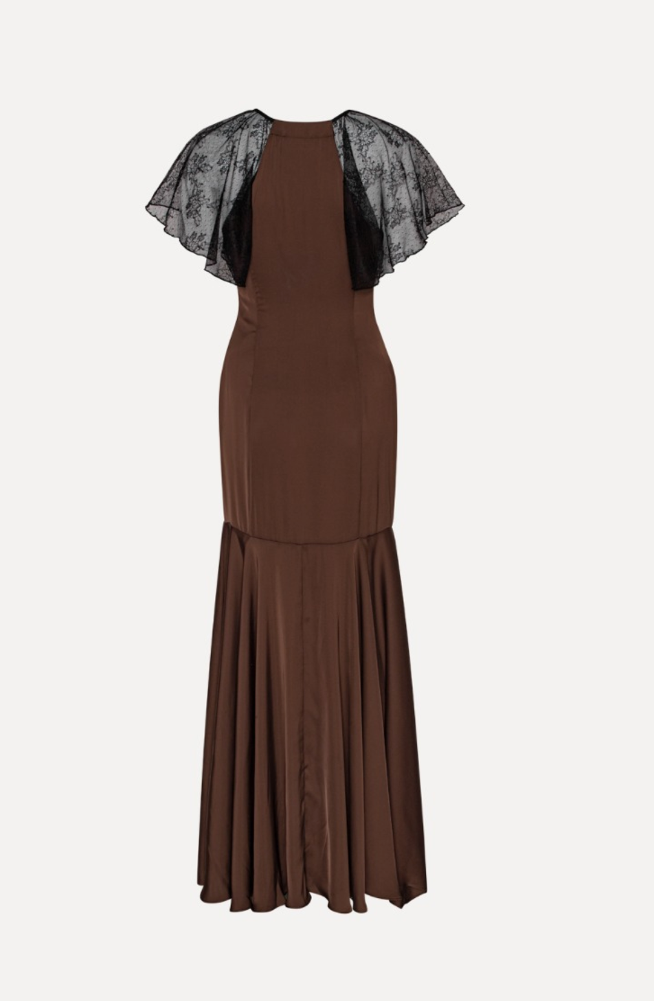 Lace Maxi V-Neck Dress Brown