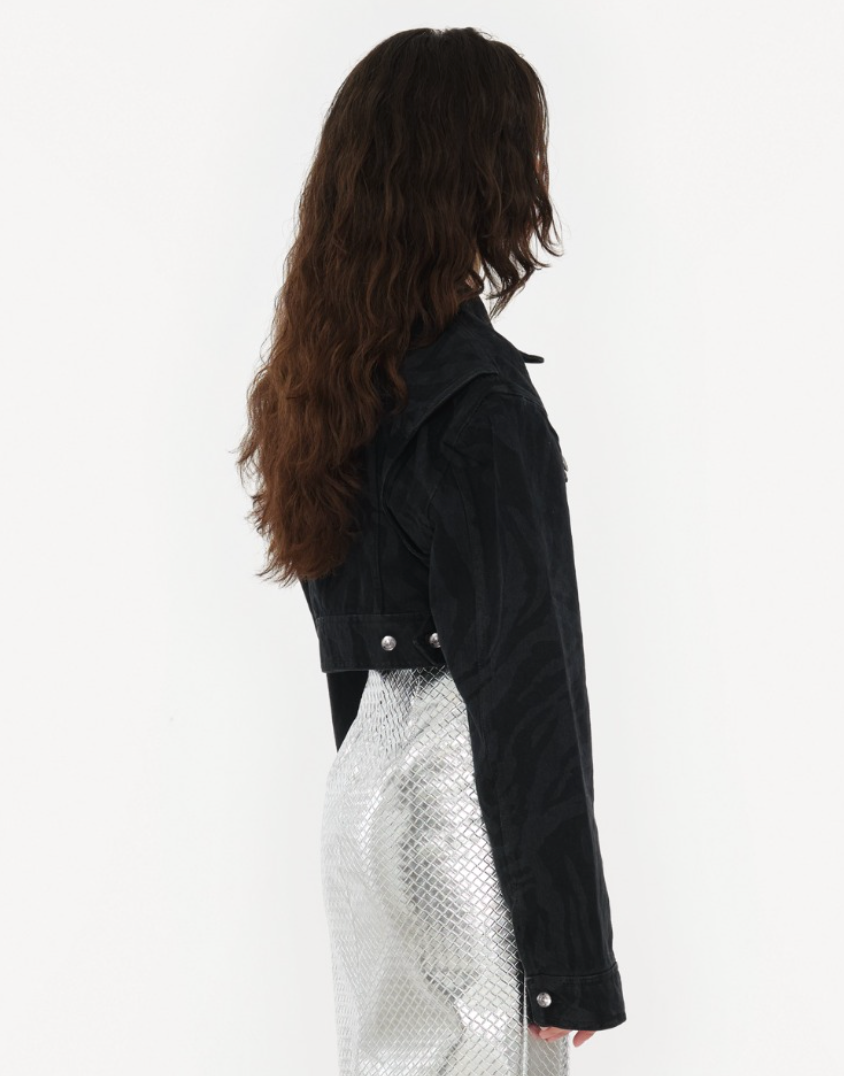 Zebra Denim Cropped Jacket