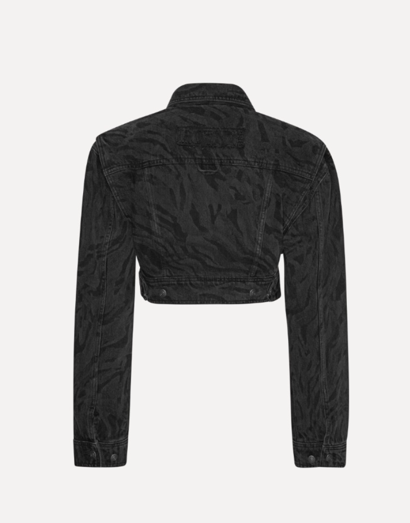 Zebra Denim Cropped Jacket
