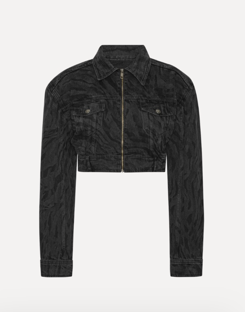 Zebra Denim Cropped Jacket