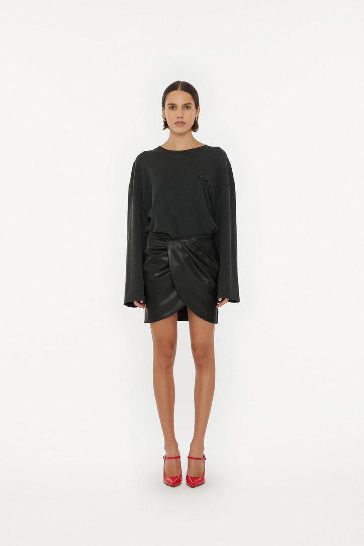 Draped Mini Skirt Black