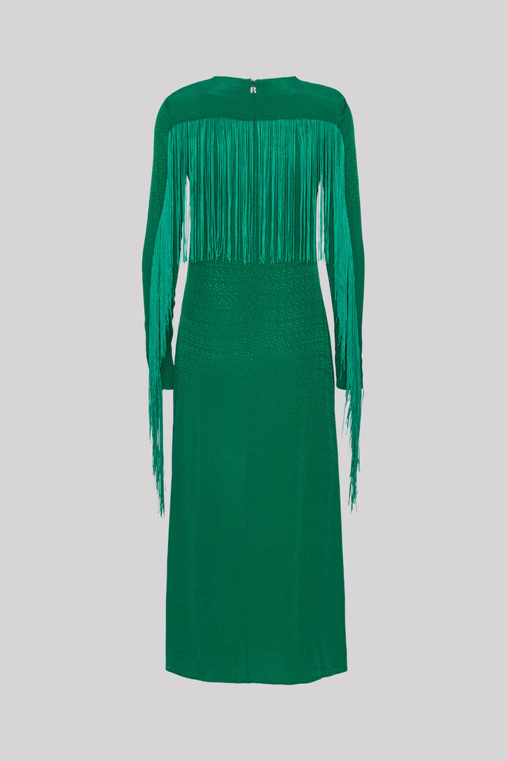 Fringe Midi Dress Green