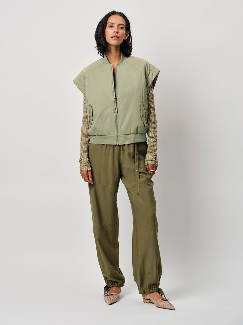 Bomber Jacket Detachable Green