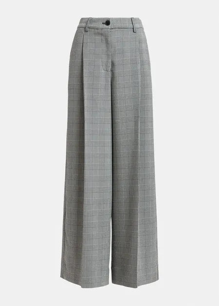 Grau-schwarz karierte Hosen mit weitem Bein