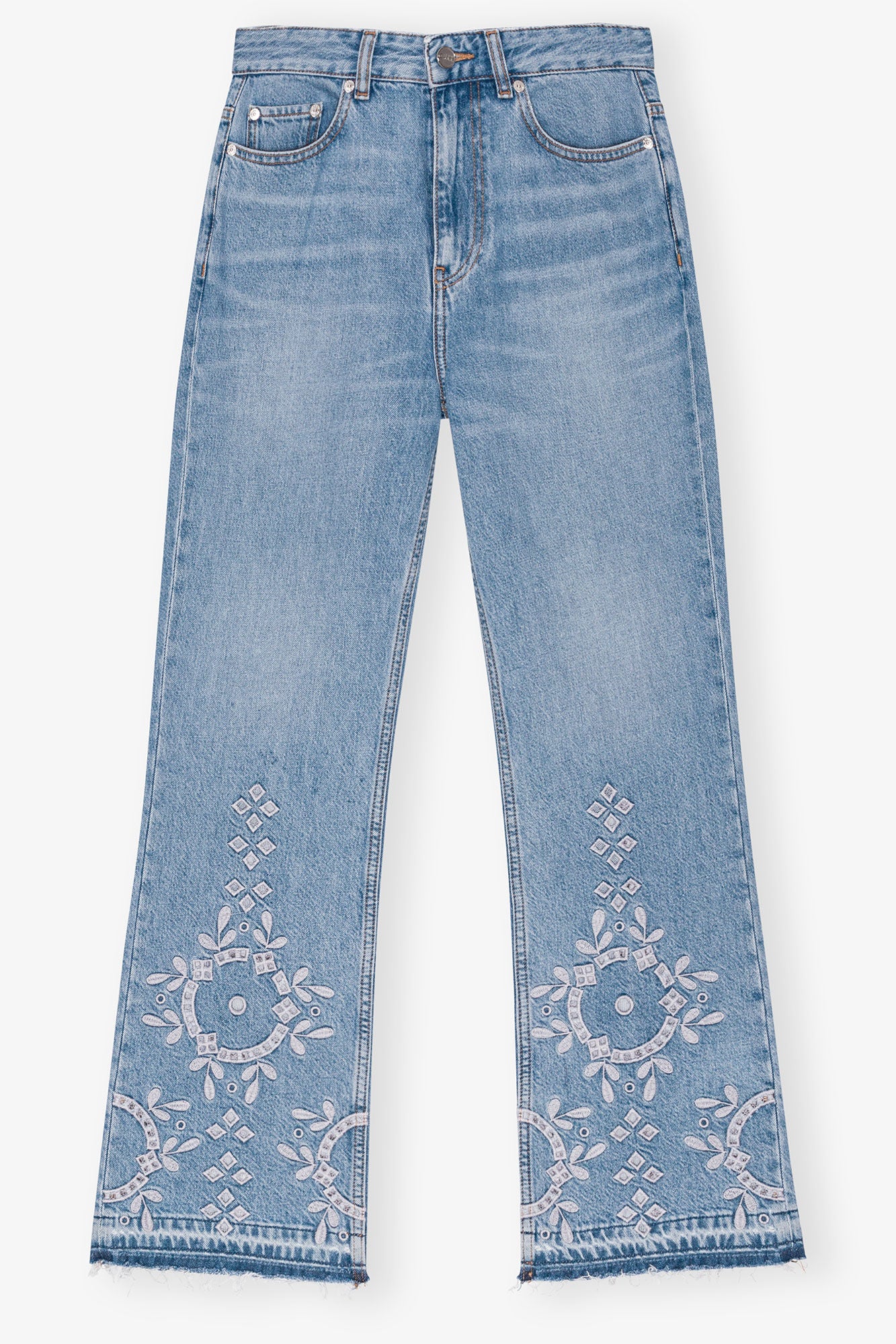 Jeans mit Lochstickerei
