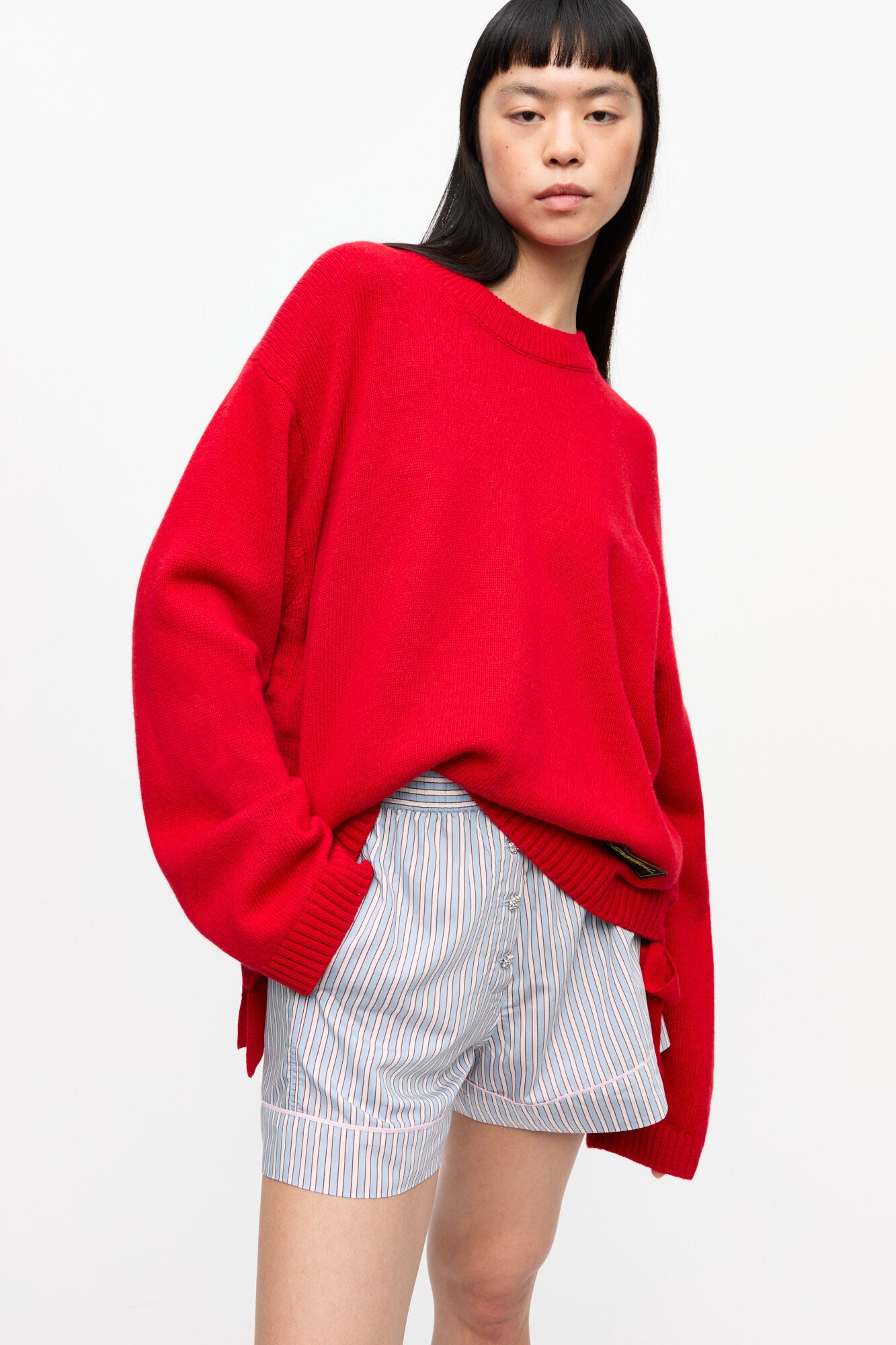 Roter Oversize-Pullover aus Future-Wollmischgewebe