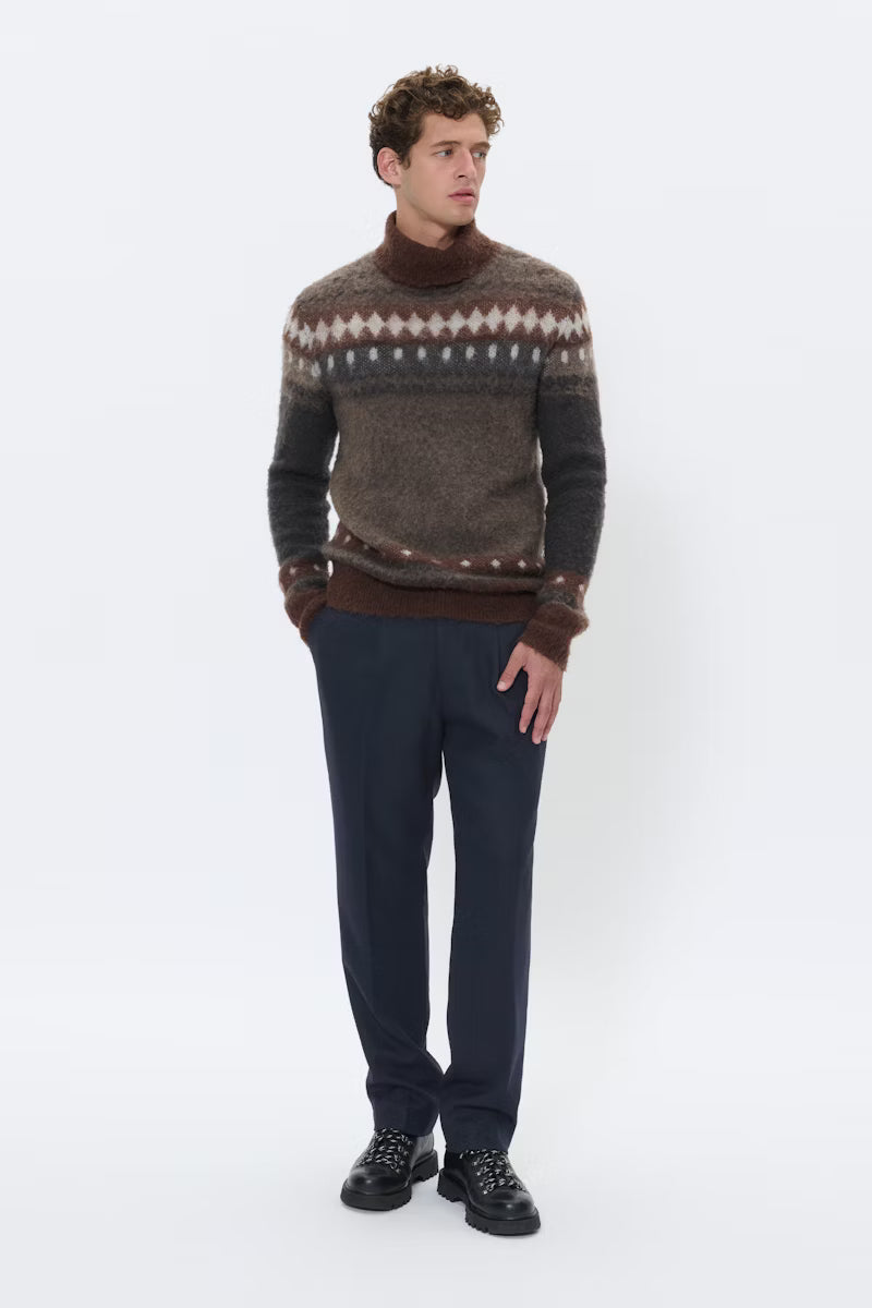 Rollkragen-Strickpullover Braun