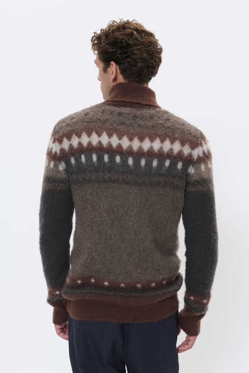 Rollkragen-Strickpullover Braun
