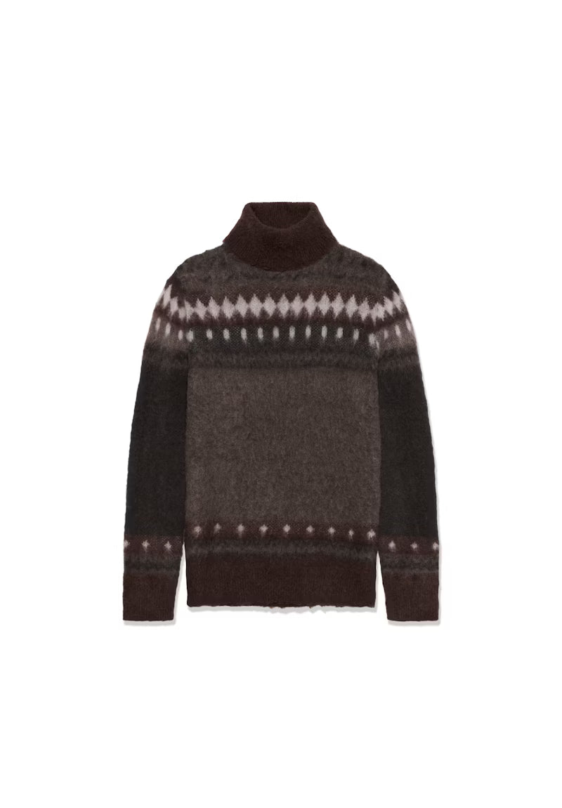 Rollkragen-Strickpullover Braun