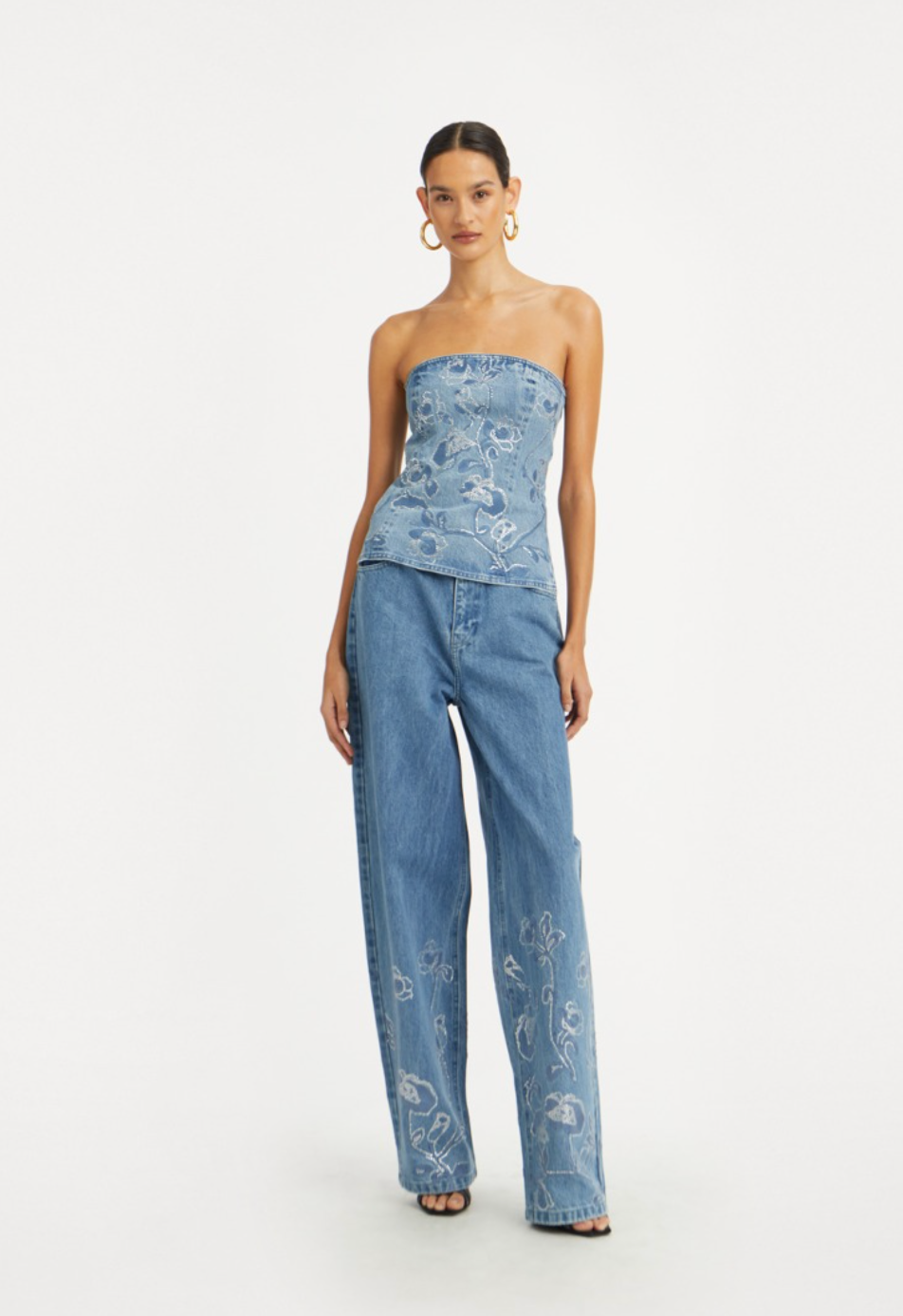 Rhinestone Wide Leg Jeans