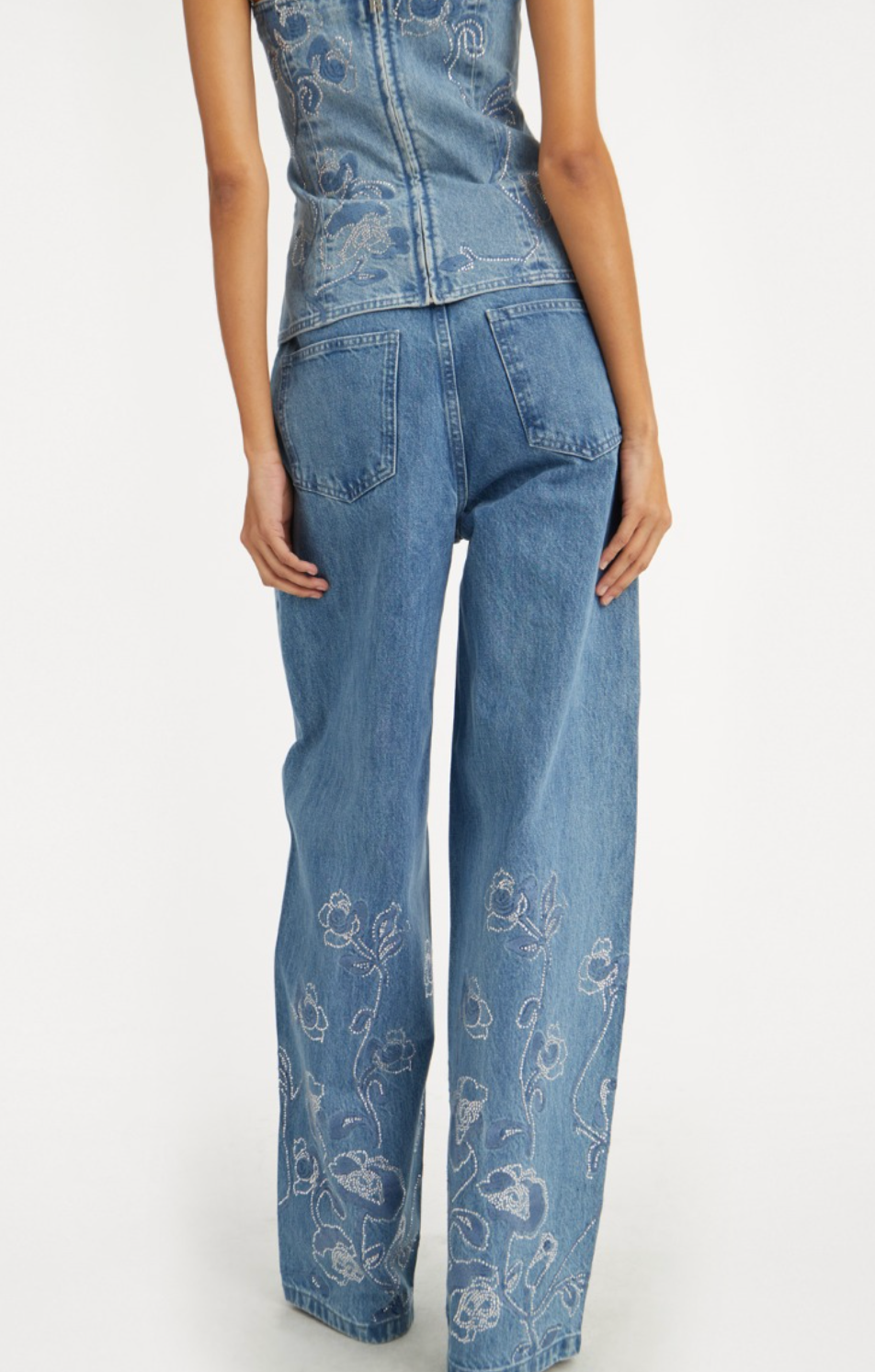 Rhinestone Wide Leg Jeans