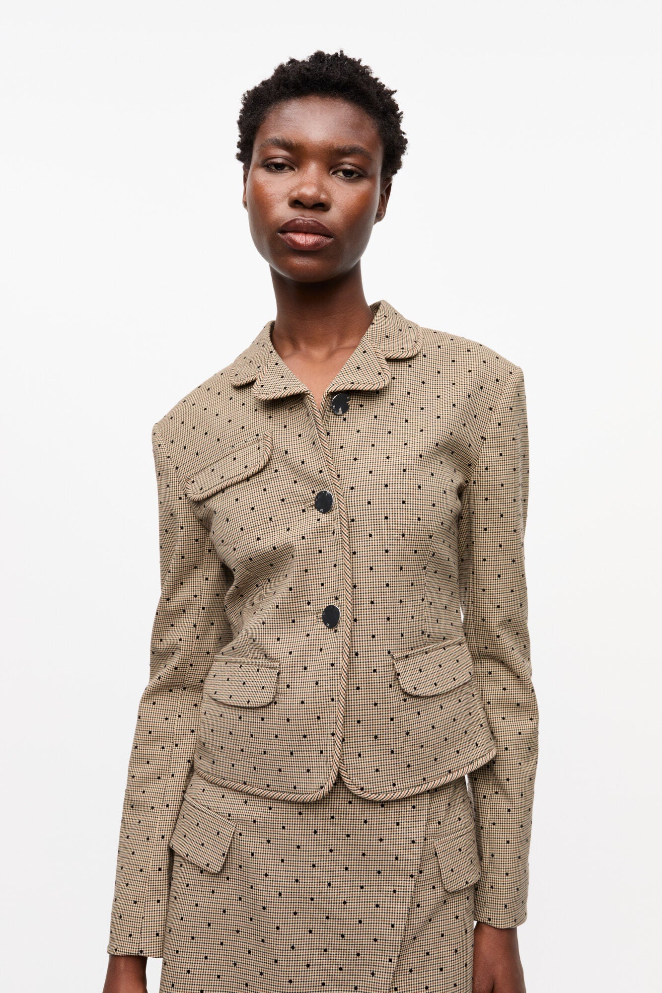 Karierter Blazer aus beflocktem Anzugstoff