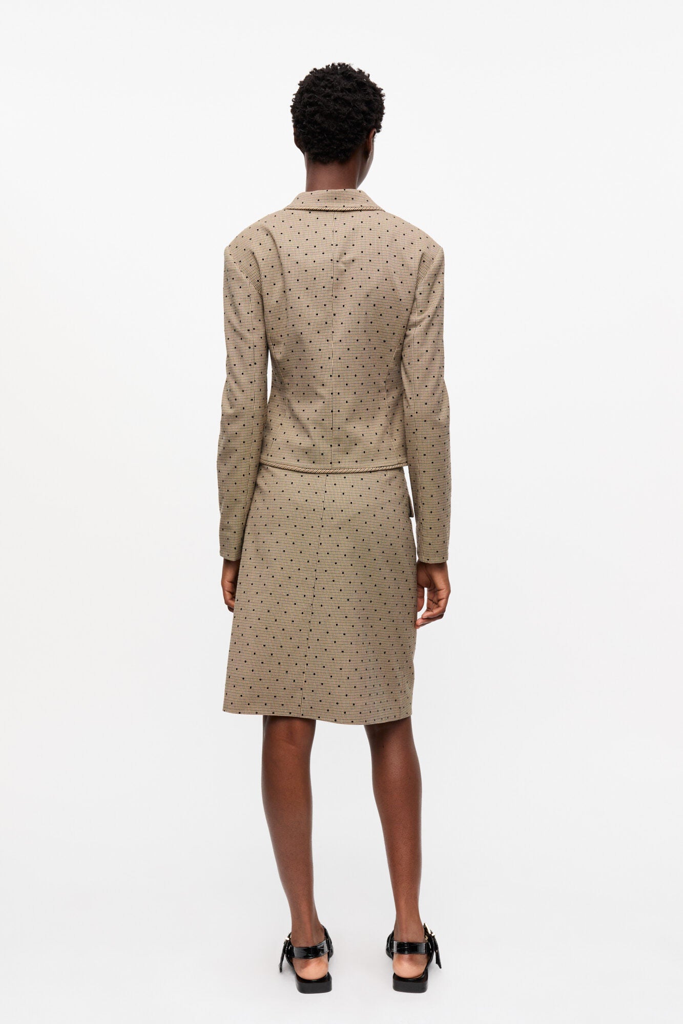 Karierter Blazer aus beflocktem Anzugstoff