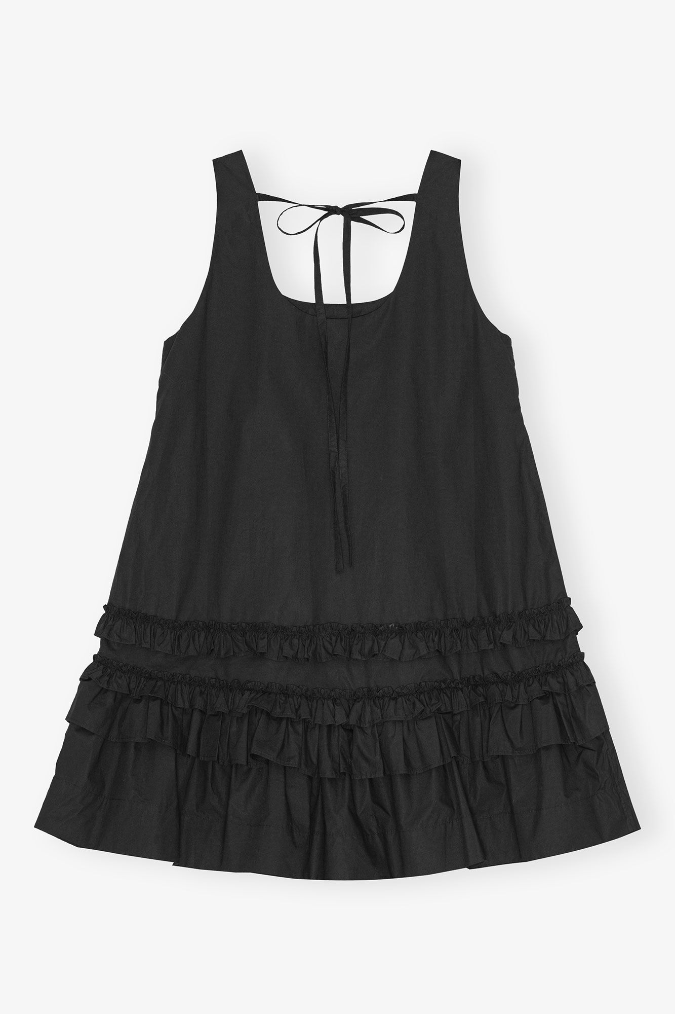 Schwarzes Minikleid aus Baumwollpopeline