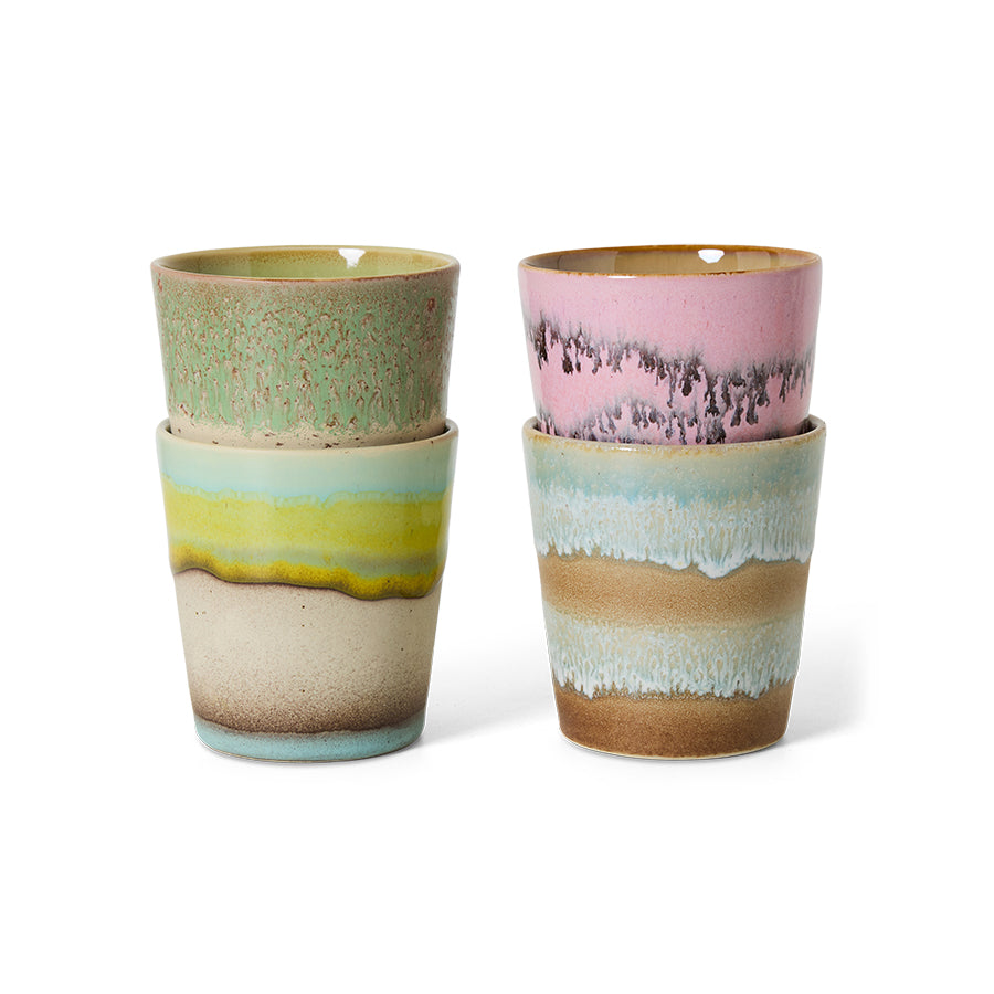 Coffee Mugs 70s Ceramics Pop Art 4er Set