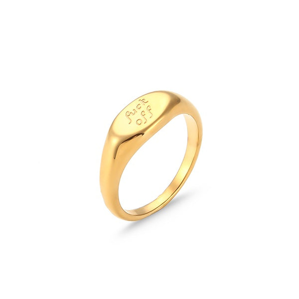 Ovaler Ring "f*** off" in Gold