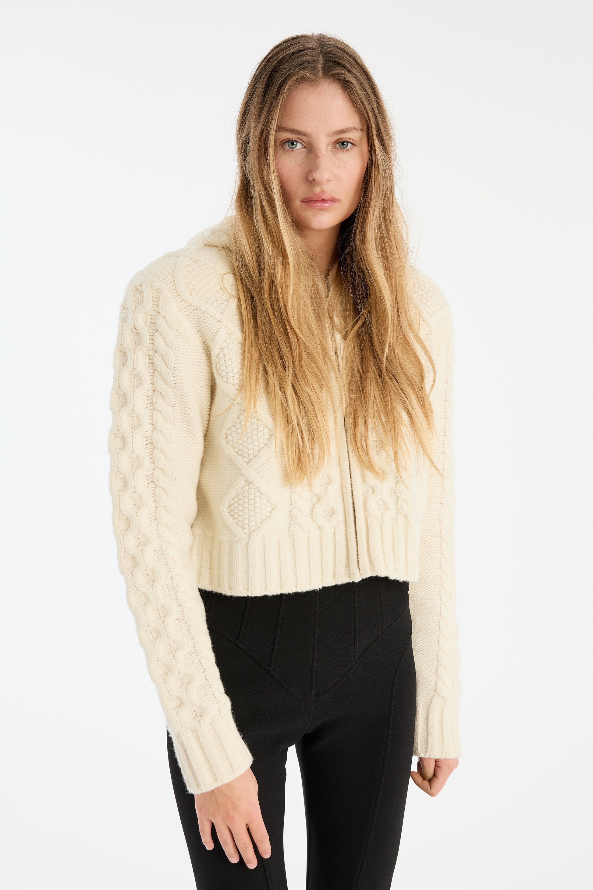 Knit Cable Zip Cardigan