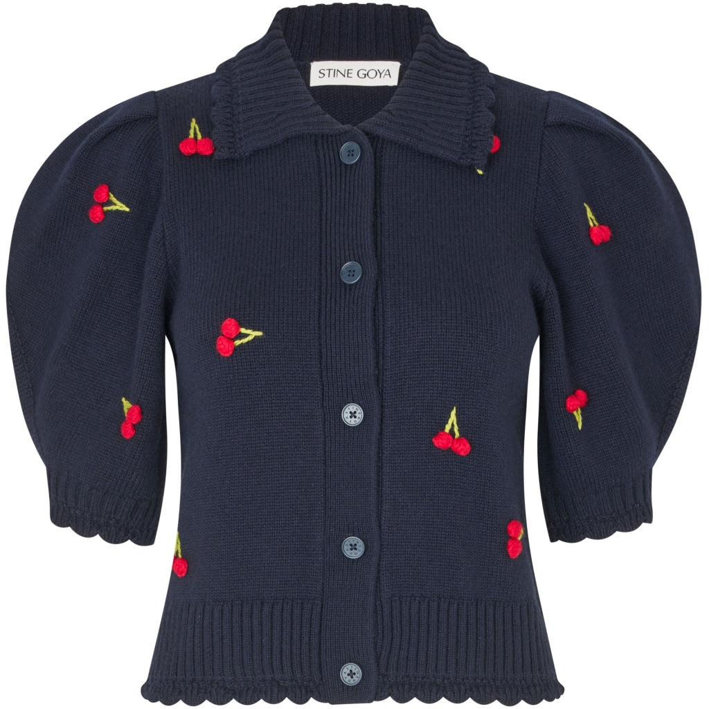 Bobble Knit Polo Cardigan